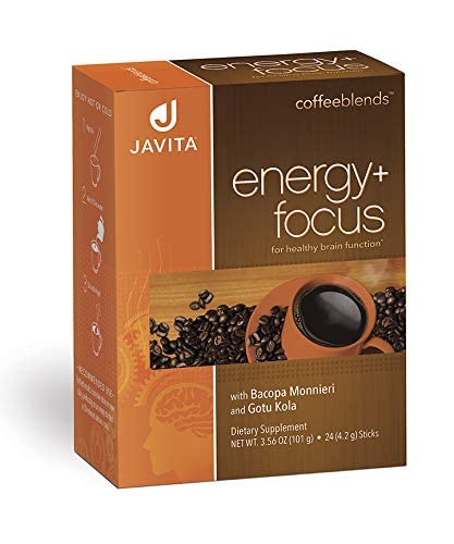Javita Energy + Focus Instant Coffee, 100% South American Arabica & Robusta Blend, with Energizing Herbs for Clarity, Energy, & Focus, Keto, Dieters Drink, 1 box / 24 (4.2g) Sticks