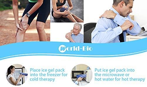 WORLD-BIO Large Flexible Hip Ice Pack 2 packs for Injuries, Hot & Cold Therapy Pad for Shoulder, Back, Knee, Leg, Thigh, Soothing Pain from Bruises & Sprains, Muscle Aches, Stiff Joint, 11" x 14" Blue