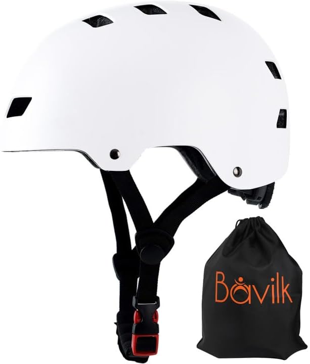 Bike Helmet 3 Sizes for Teenager Kids Youth Adults,Bavilk Skateboard Helmet Adjustable Multi-Sport Bicycle Cycling Scooter Roller Skate Inline Skating Rollerblading for Girls Boys Women Men Teen