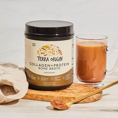 TERRA ORIGIN Collagen Peptides Powder | Bone Broth Hydrolized Collagen Type I and III Protein Supplement | for Women and Men Hair, Skin, Nail and Joint Support | Chocolate (20 Servings)