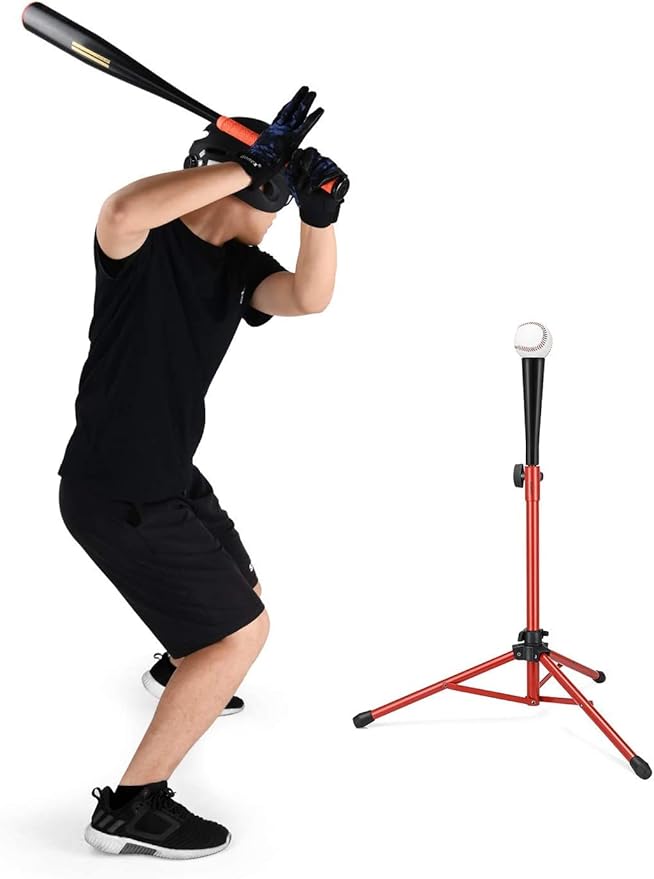 Gonex Baseball Softball Practice Hitting Batting Tripod Stand Rubber Tee Collapsible Portable with Carrying Bag