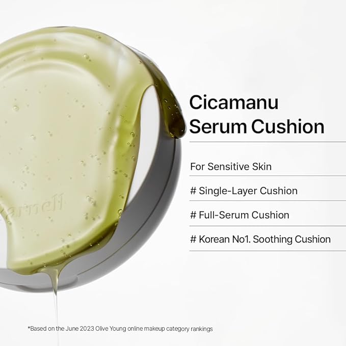 Parnell Cicamanu Serum Cushion - Moisturizing Foundation for Soothing, Coverage, Glass Skin and Lightweight for Sensitive and Dry Skin Pearl Skin (0.52 Fl Oz) (35N)