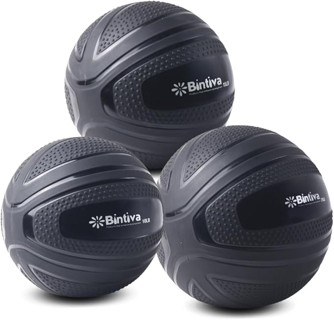 bintiva Non Bounce Slam Ball - Exercise Weighted Deadball for Workout and Fitness Routines - Medicine Dead Weight Ball