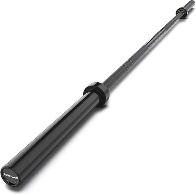 TECHNOAGE 7FT Olympic Barbell Olympic Bar Solid Chrome Barbell 700LBS Load Capacity(2-Inch Plate) for Weightlifting, Squats, Dead-Lifts, Presses, and Lunges