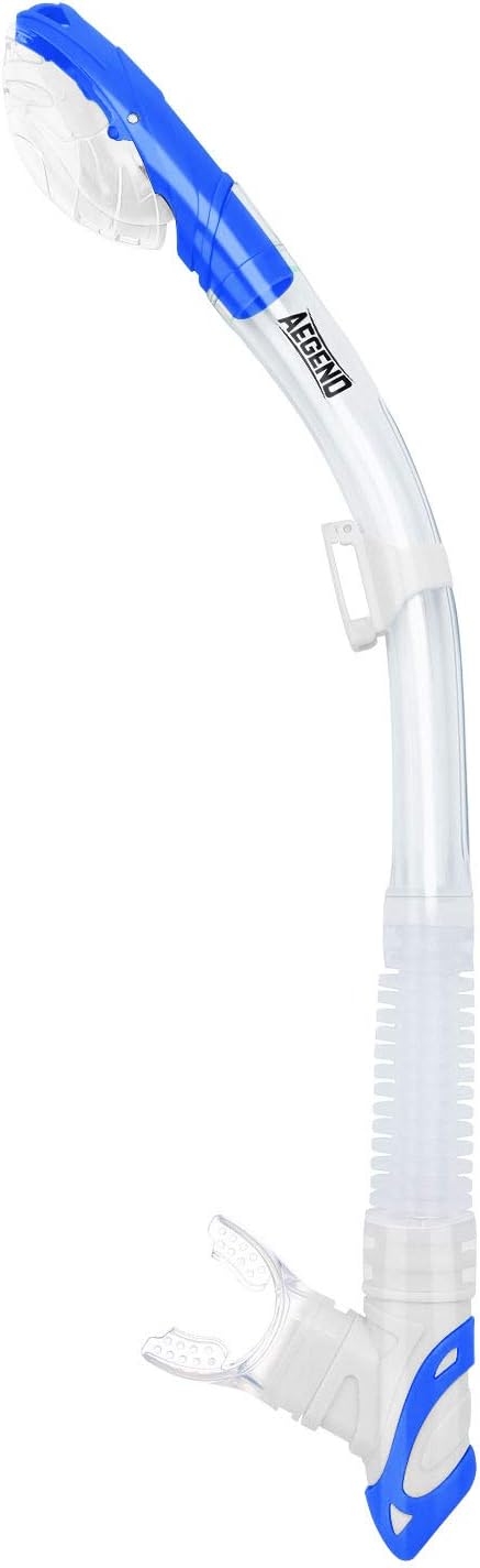 Aegend Dry Snorkel, Dive Mask Easy-Breath Free Diving Snorkel for Snorkeling Scuba Diving Freediving Swimming, with Top Dry Valve and Food-Grade Silicone Mouthpiece