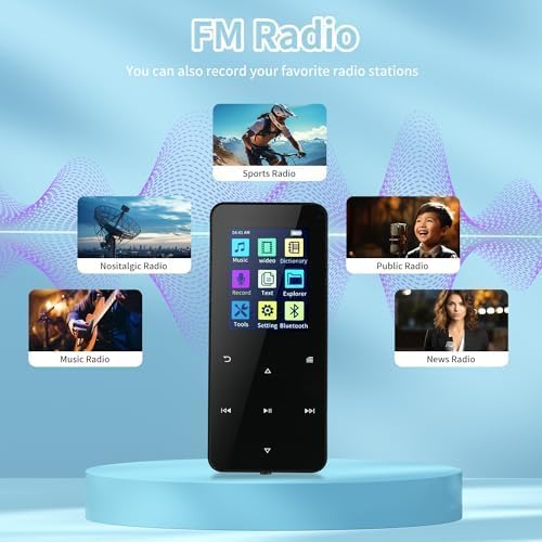 144GB MP3 Player, with Bluetooth 5.2, HiFi Sound,FM Radio, Voice Recorder, E-Book, Earphones Included,Portable Music Player for Kids ,Mini Design Ideal for Sport