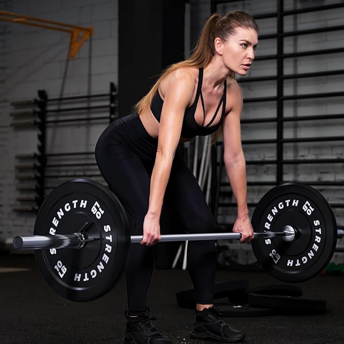 Olympic Rubber Bumper Weight Set - 2 Inch Barbell Plates for Home Gym Strength Training