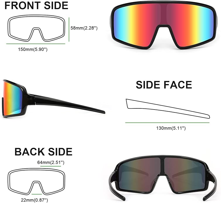 Karsaer Vision Sports Sunglasses Cycling Glasses Baseball Softball Sunglasses Unisex for Adult Youth Kids Boys Girls 8-16