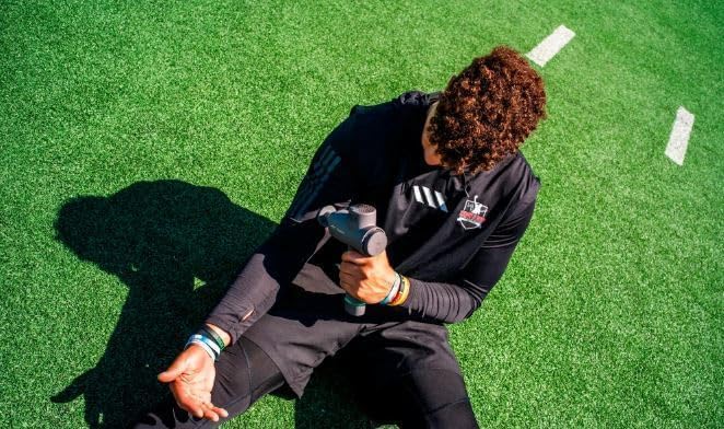 Hyperice Hypervolt 2 Grey - Featuring Quiet Glide Technology - Handheld Percussion Massage Gun | 3 Speeds, 5 Interchangeable Heads | Helps Relieve Sore Muscles and Stiffness