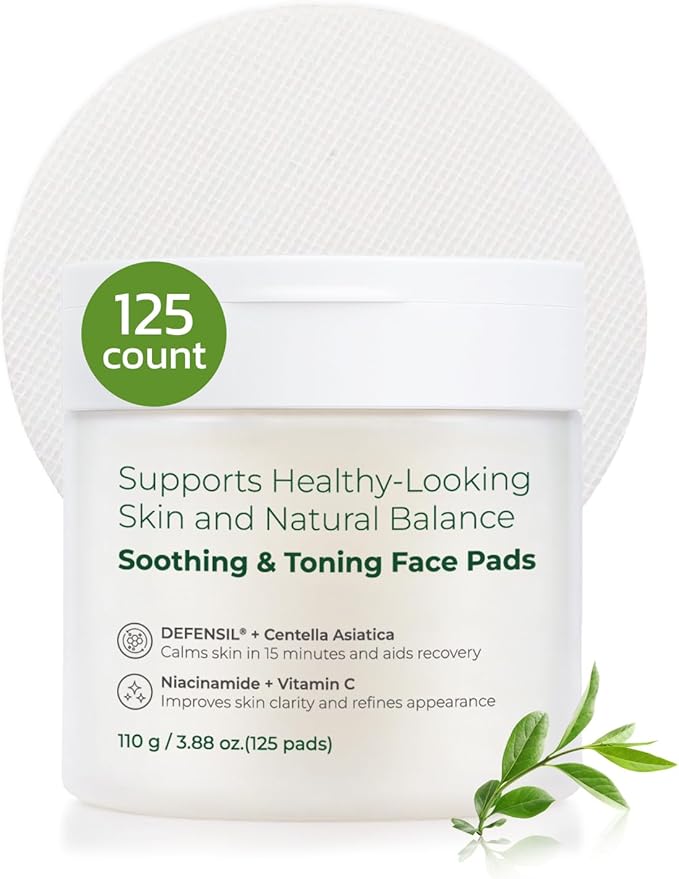 Toner Pads Face Exfoliator Dark Spots Removal Pads, Soothing with DEFENSIL®,Tea Tree | Wrinkle Minimizing with Peptides, Niacinamide for All Skin Types(125 Counts)