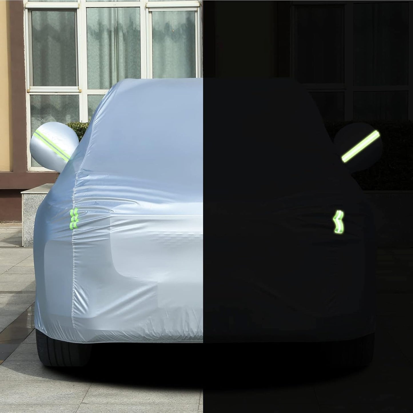 Tecoom Light Shell Waterproof UV-Proof Windproof Car Cover Classic Zipper Design for All Weather Indoor Outdoor Fit 206-215 Inches Full-Size SUV