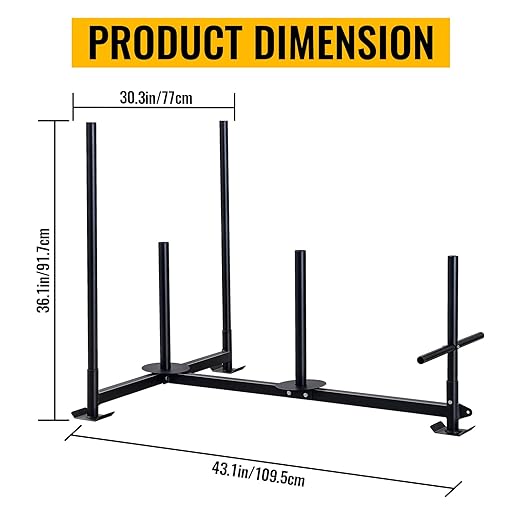Weighted Training Pull Sled Fit for 1-2 Inch Plates, Sled Workout Equipment, Sport Power Sled for Athletic Exercise and Speed Improvement,300LB