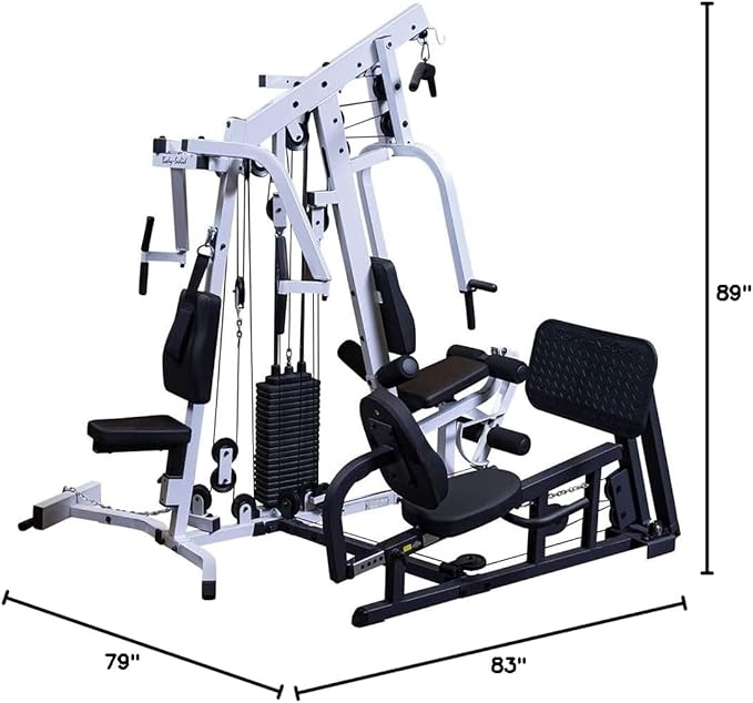 Body-Solid (EXM2500LPS) Multi-Station Home Gym Machine, Arm & Leg Strength Training Functional Exercise Workout Station, 210lbs. Weight Stack with Leg Press