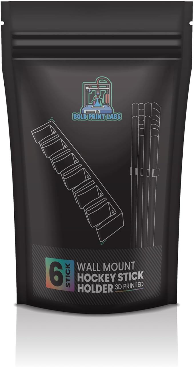 Wall Mount Hockey Stick Holder | Ice Hockey Stick Organizer (Black, 6 Stick Wall Mount)