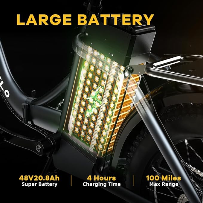 DriftGod Folding Electric Bike for Adults β 1000W Motor, 20"x3" Fat Tire, 48V Removable Battery, All-Terrain E-Bike with 7-Speed, Front Suspension β Powerful Foldable Ebike for Commuter