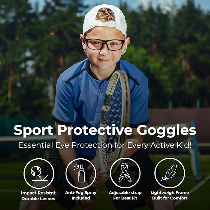 BLUE CUT Sports Protection Goggles, Anti-Fog Lenses Safety Glasses for Basketball, Pickleball and All Outdoor Sports