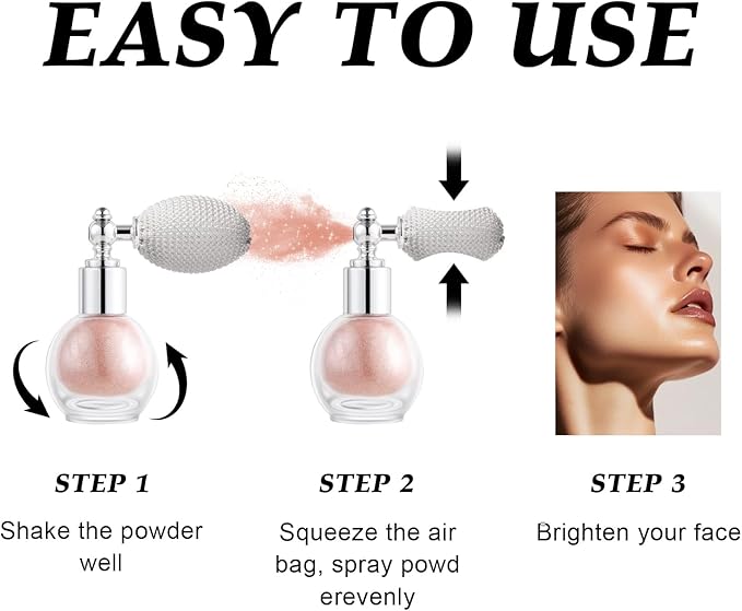 Hair and Body Glitter Spray, Holographic Glitter Highlighter Powder, Face Body Clothes Shiny Glitter, Loose Shimmer Hairspray Festival Rave Prom Accessories (Champagne)