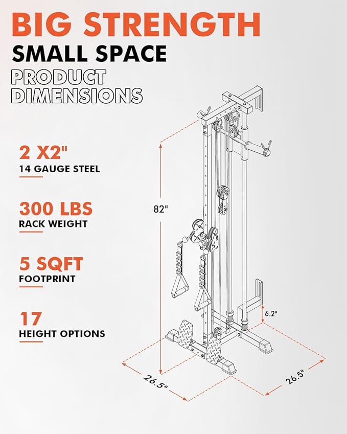 Mikolo Wall Mount Cable Station, Cable Crossover Machine with Dual Pulley System and 18 Adjustable Positions for Home Gym Fitness Equipment