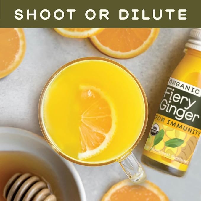 Greenhouse Juice Organic Fiery Ginger Wellness Shots 12-Count 60ml Glass Bottles, Vegan & Gluten-Free