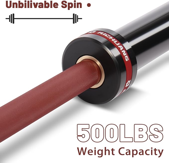 Olympic Barbell 45lb (20kg) - 7ft Bearing Spin Bar for Weightlifting and Strength Training,Ceramic Coating,500 LBS Capacity,28mm High Whip,Fits 2" Plates,for Home Gym