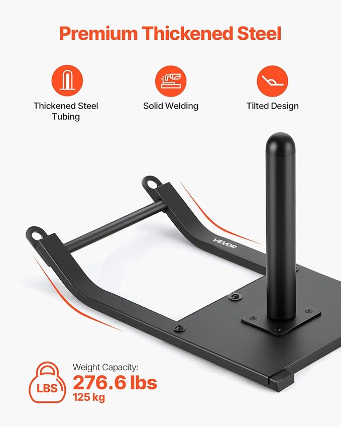 VEVOR Weight Sled, Steel Power Sled, Fitness Strength Training Sleds for Athletic Exercise Speed Improvement, Workout Fitness Equipment with Harness, Compatible with 1/2 in Weight Plates, Black