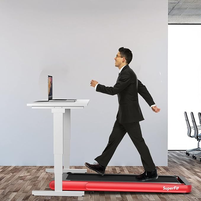 GYMAX Walking Pad, 4.75HP Under Desk Treadmill with LED Touch Screen, App Control, Built-in Speaker & Handle, 2 in 1 Folding Compact Portable Treadmill for Home Small Space