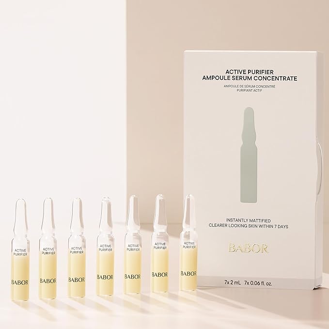 BABOR Active Purifier Ampoule Concentrates for Face with Tea Tree Oil, Refine, Purify, Revitalize Dull and Dry Skin, Clean & Vegan, Results in 7 Days