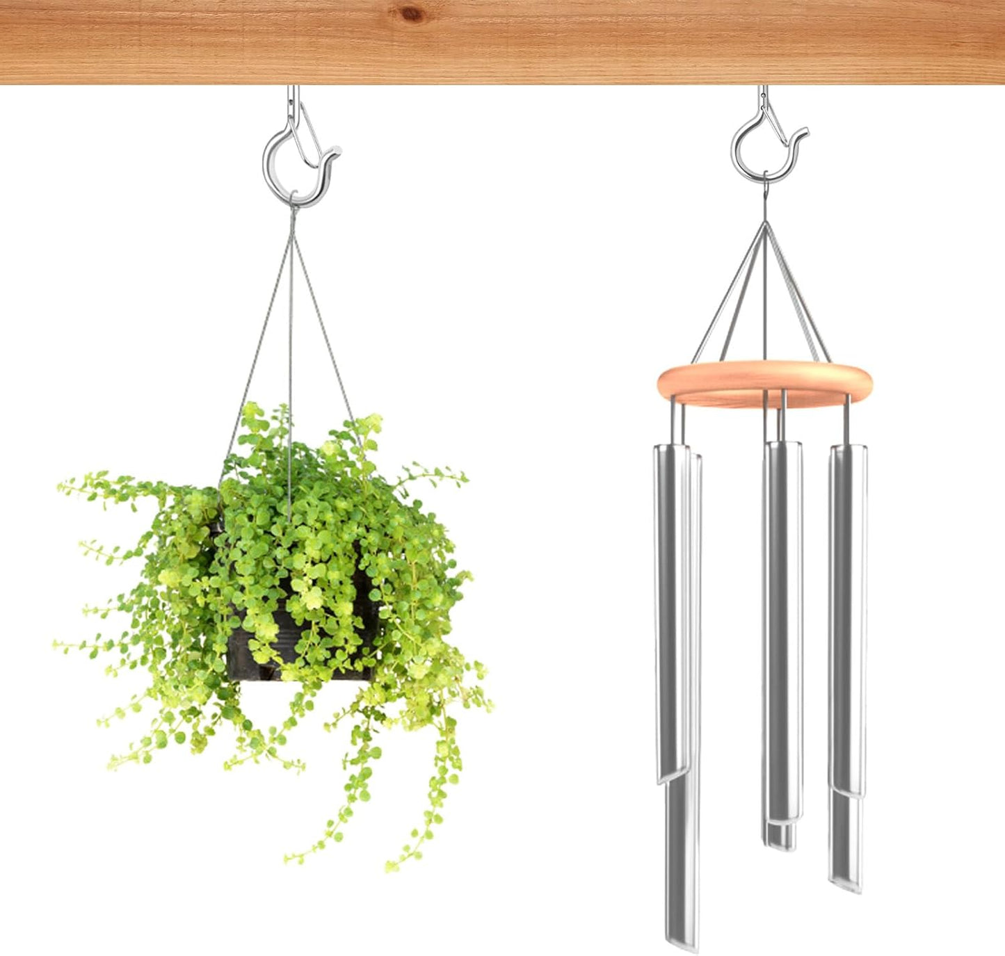 24 PCS Q-Hanger Hooks, Screw Hooks for Outdoor String Lights, Safety Buckle Design Cup Eye Hook for Hanging Christmas Lights, Plants, Mounted on Wall Ceiling, Include 1 Wing Nut Driver, Silver