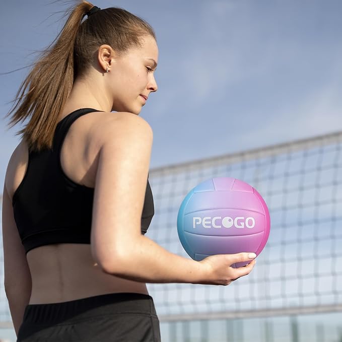 Size 5 Volleyball - Durable PU Leather, Indoor/Outdoor. Soft Control, Great Airtightness for Training/Games. Ideal for All Ages