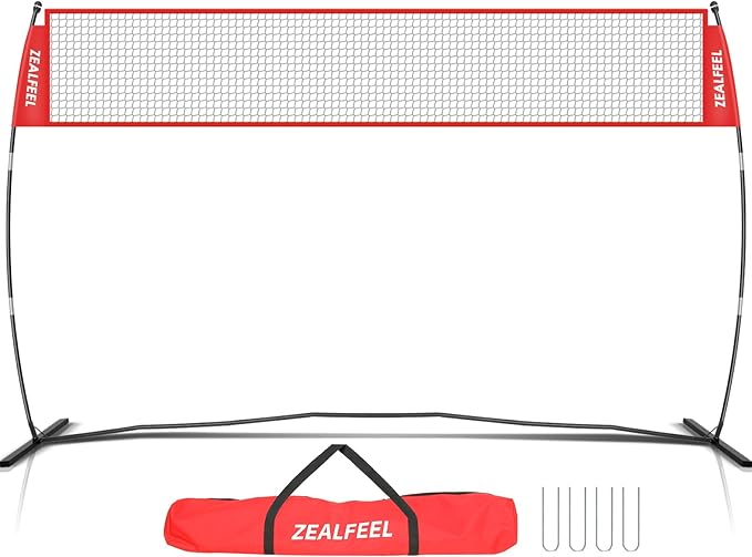 Volleyball Net, 12ft/20ft Training Set Height Adjustable, Portable Freestanding Practice for Hitting or Serving Drills, Pop up With Carry Bag for Backyard or Outdoor