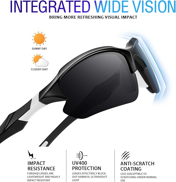 Sports Polarized Sunglasses for Men Cycling Running Fishing UV Protection Sun Glasses Lightweight Half Frame Goggles