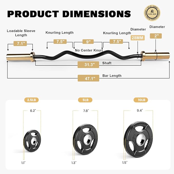 LIONSCOOL Premium 4ft/4.9ft/6ft Barbell for Strength Training and Olympic Weightlifting, 2 Inch Bar for Squats, Curls, Deadlifts, Presses, Hip Thrusts, 350lbs/500lbs/700lbs Weight Capacity