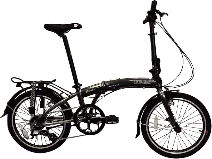 SOLOROCK 20" 8 Speed Aluminum Folding Bike - Wonder V Brakes, with Fenders & Alloy Rear Rack, Stainless Steel Spokes & Stainless Steel Fender Stays