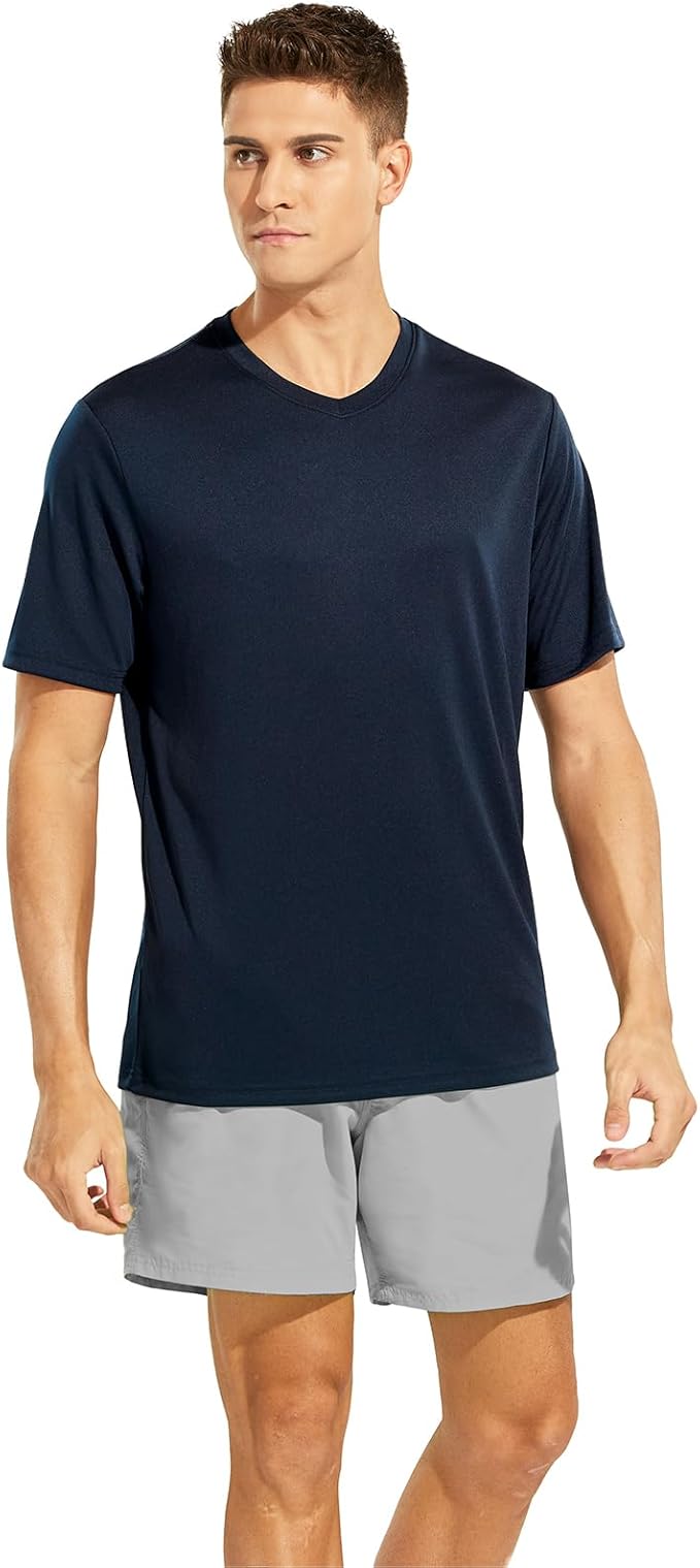 MIER Men's Quick Dry Workout Shirts Moisture Wicking Running Athletic Performance T-Shirts Recycled Polyester Top Tee