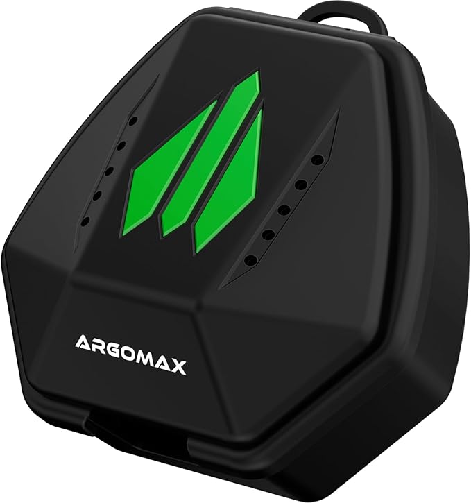 ARGOMAX Sports Lip Guard Case with Clip, Specializing Storage of Mouthguards with Lip Protection. Compatible with Various Brands of Football Lip Guard, Black+Green.