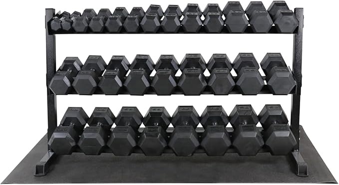 WF Athletic Supply Heavy-Duty Dumbbell Rack Stand, Weight Rack for Home Gym, Weight Holder, Available Sizes for Storage 5-50LB or 5-75LB Dumbbell Pairs, Black/Red/Green/Blue, RACK ONLY
