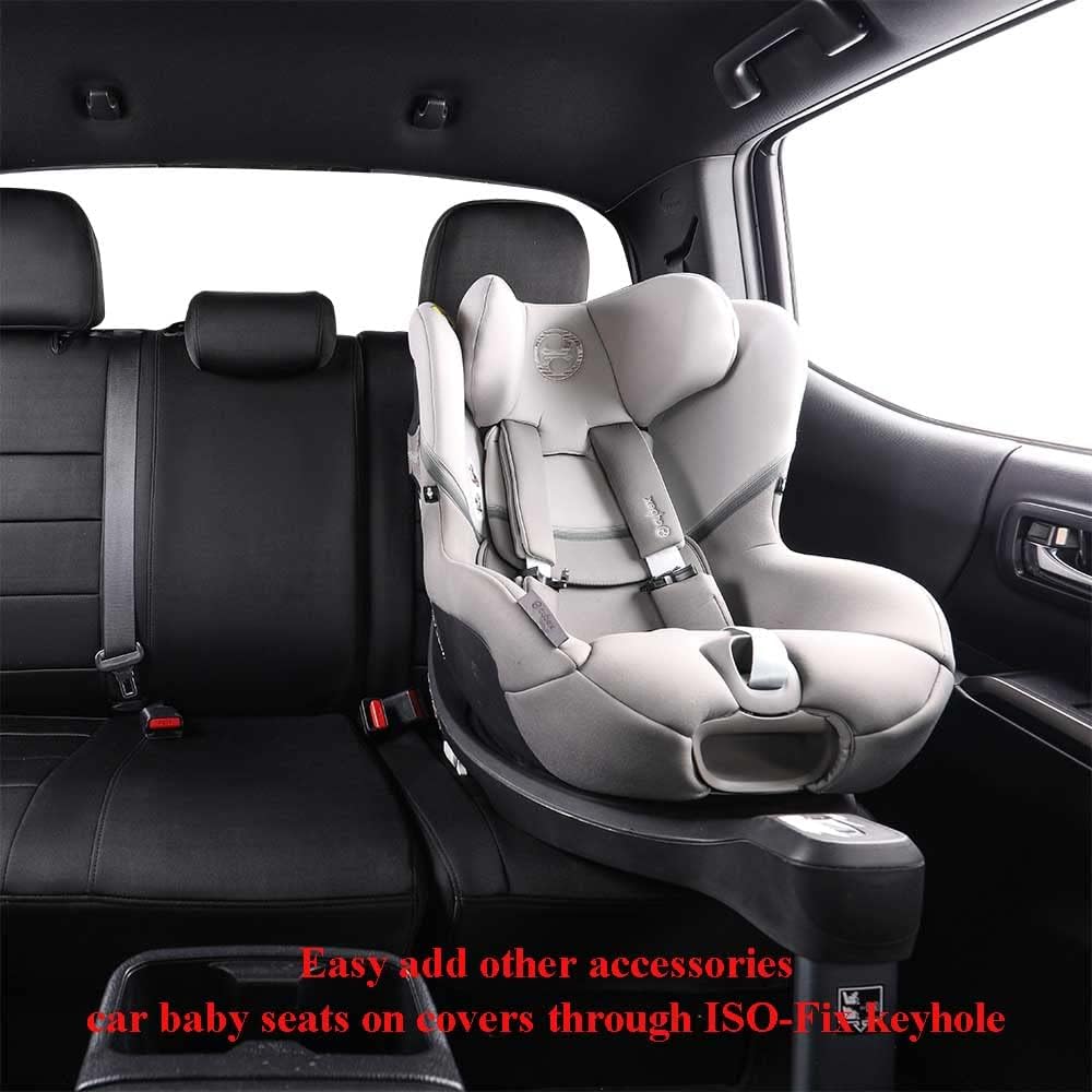 EKR Custom Fit Tacoma Neoprene Car Seat Covers for Select Toyota Tacoma 2012 2013 2014 2015 (Regular Seats)- Full Set,Neoprene (Black)