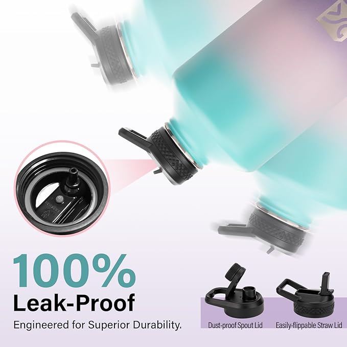 1 Gallon Water Bottle Insulated | Thickened Stainless Steel Vacuum Metal Water Jug | Portable Sports Large for Gym and Hiking with Straw, Carrier Bag, Handle Strap | BPA-Free 128 oz