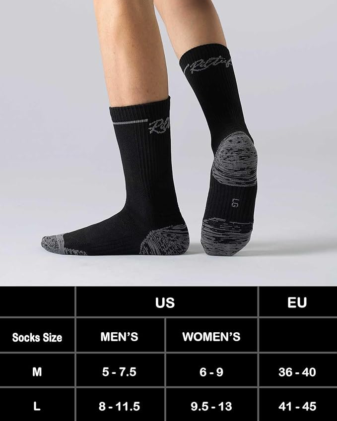 Athletic Socks Moisture Wicking Crew Socks for Men 3 Pairs Running Sport Cushioned Polyester Mid Calf Socks