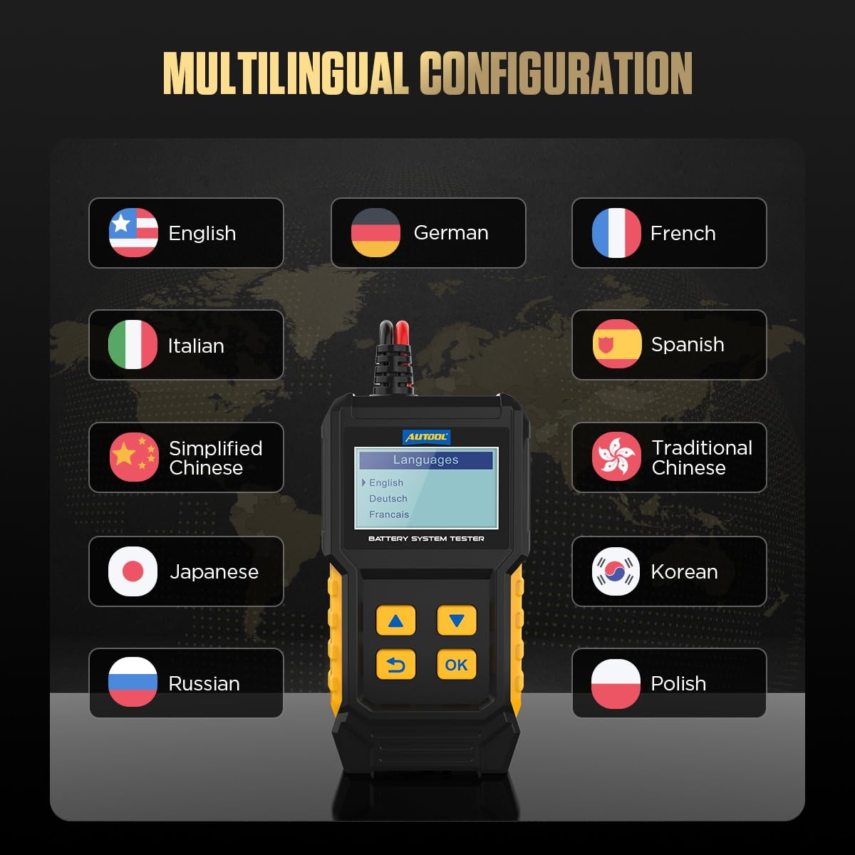 12V Car Battery Tester, 20-2000 CCA Load Tester Automotive,Charging & Cranking Analysis for Motorcycle, Truck, Boat, RV, Marine & More