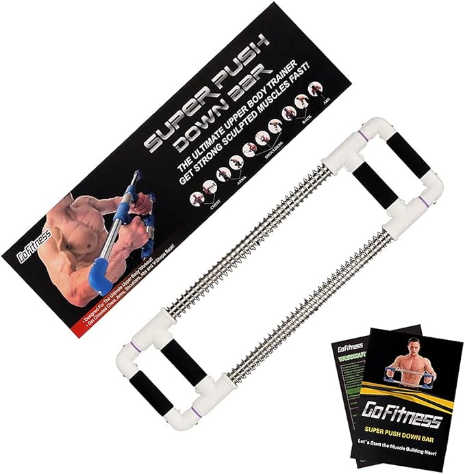 Push Down Bar Machine - Chest Expander at Home Workout Equipment, Arm Exerciser - Portable Spring Resistance Exercise Gym Kit for Home, Travel or Outdoors