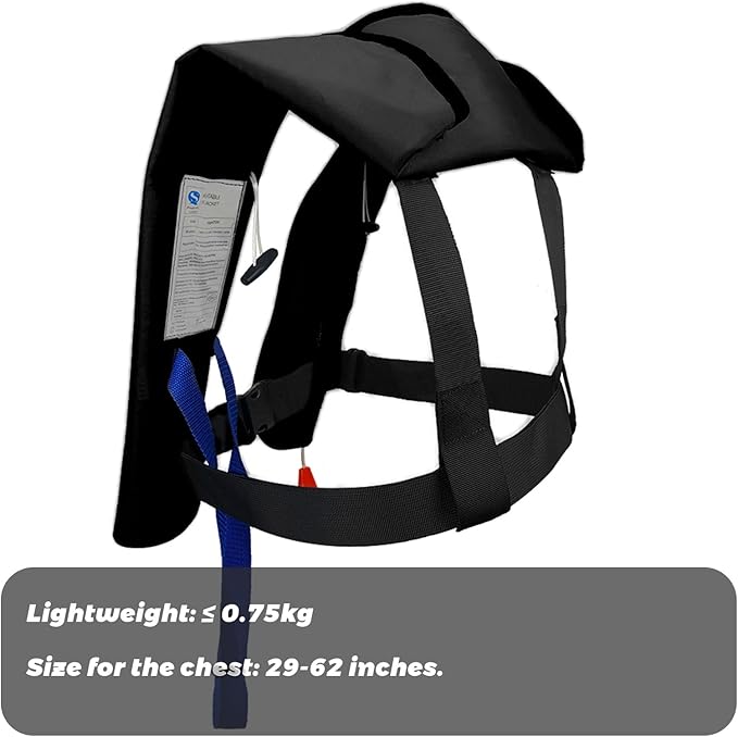 Manual Inflatable Life Jacket|Life Vest for Adults|PFD Low Profile|Supports up to 330 lbs(YSH700)