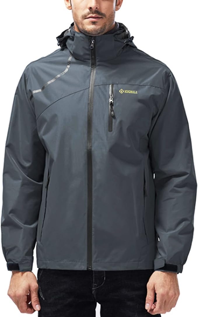Mens Lightweight Waterproof Jacket Windproof Rain Hooded jackets for Running Hiking Cycling Travel M-7XL