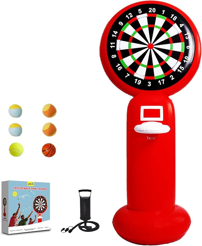 Inflatable Dart Board with Pump,5.6FT Inflatable Games Set with Basketball Hoop Feature,Dart Boards for Adults Kids,Fun Toss Games for Indoor,Outdoor,Backyard&Party Favor