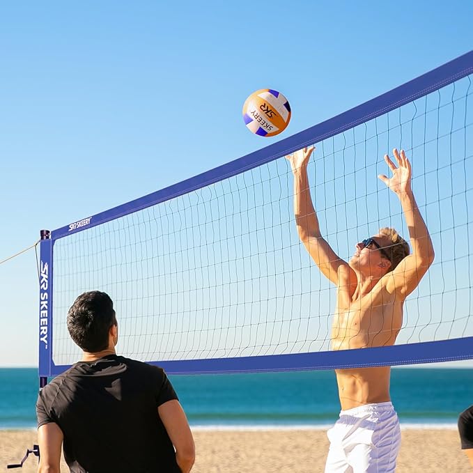 Outdoor Heavy Duty Volleyball Net Set, Anti-Sag Design, Adjustable Aluminum Poles, Portable Volleyball Net for Backyard,Grass and Beach