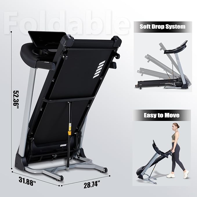 Incline Treadmills for Home, Treadmill with 18% Auto Incline, Heavy Duty 400LBS Capacity, Running Machine with 18.90" Wide Belt, 0.5-12 MPH Speed, 3.5 HP, 36 Programs, APP, Bluetooth, Foldable