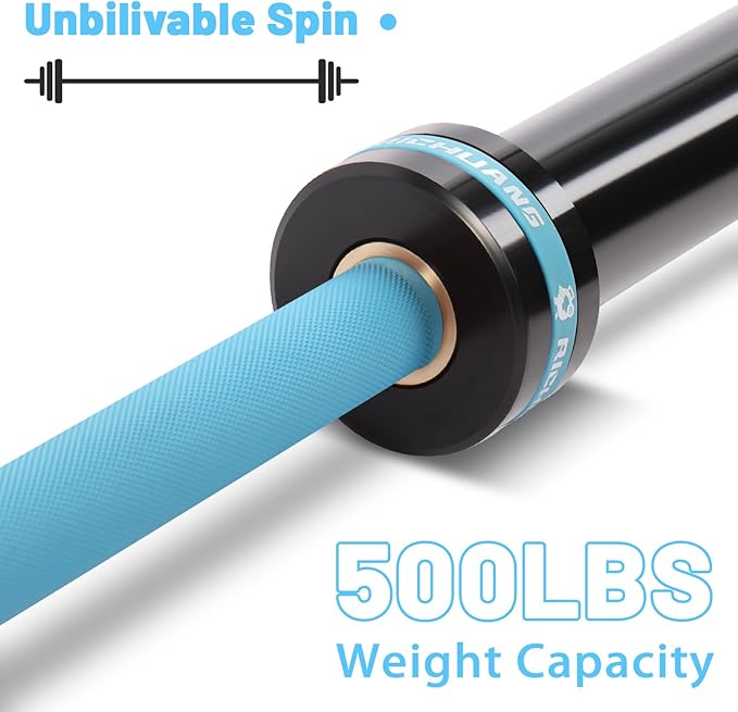 Olympic Barbell 45lb (20kg) - 7ft Bearing Spin Bar for Weightlifting and Strength Training,Ceramic Coating,500 LBS Capacity,28mm High Whip,Fits 2" Plates,for Home Gym