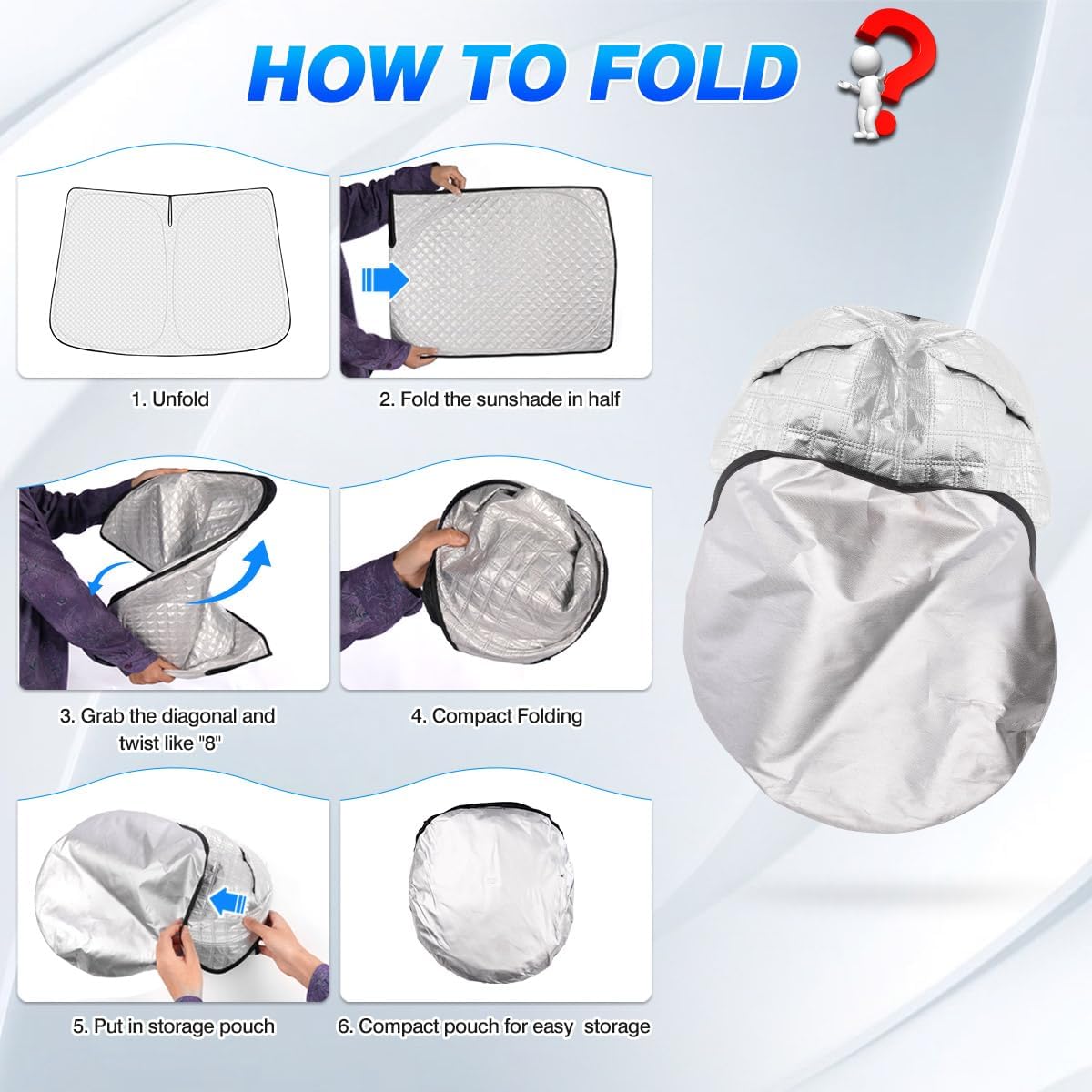 Windshield Sun Shade for 2022-2026 Toyota Corolla Cross (Not for Corolla) Accessories Thicken 6-Layer Front Window Sunshade Cover Sun Visor Protector Foldable Block UV Rays Keep Vehicle Cool