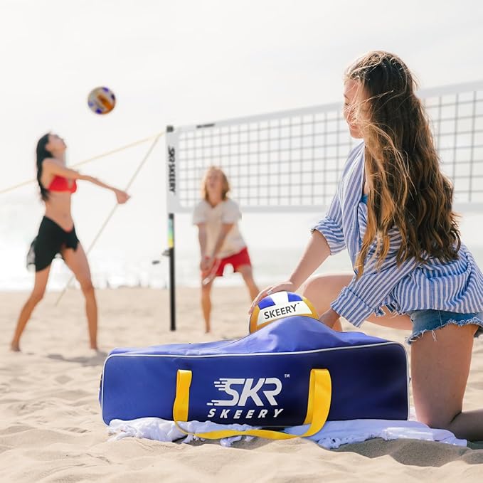 Outdoor Heavy Duty Volleyball Net Set, Anti-Sag Design, Adjustable Aluminum Poles, Portable Volleyball Net for Backyard,Grass and Beach