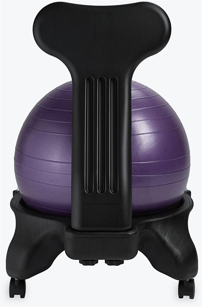 Gaiam Classic Balance Ball Chair – Ergonomic Stability Chair for Desk & Office | Yoga Ball Seat with Base, Air Pump, & Exercise Guide | Improves Posture & Core Strength (300 lb Capacity)